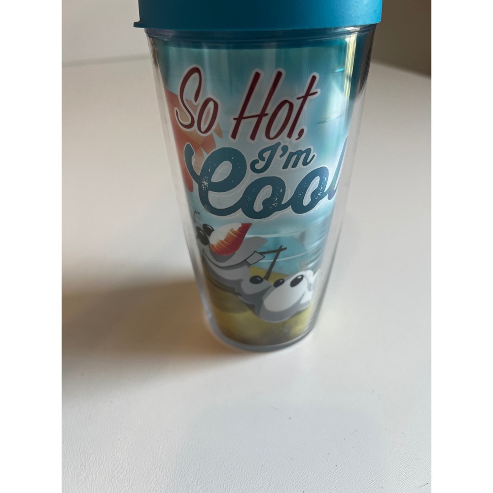 Disney Frozen Olaf Tervis Tumbler with Lid So Hot Im Cool Blue Beach‎ Theme 16oz